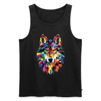 Wolf - Men's Premium Organic Tank Top - black - Front - Michal (187cm)