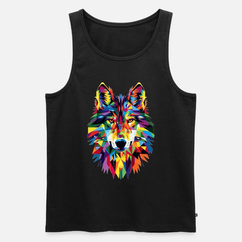 Wolf - Männer Premium Bio Tank Top - Schwarz