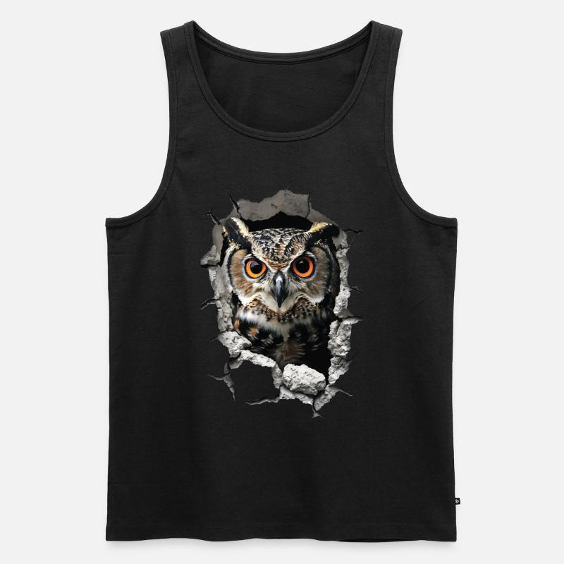 Eule - Männer Premium Bio Tank Top - Schwarz
