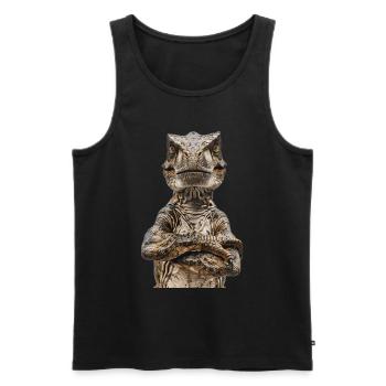 T-Rex - Männer Premium Bio Tank Top - Schwarz - Vorne - Michal (187cm)