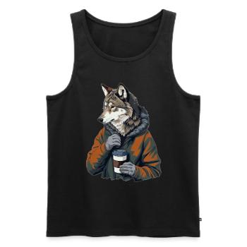 Wolf - Men's Premium Organic Tank Top - black - Front - Michal (187cm)