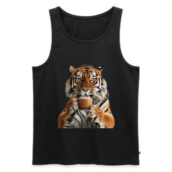 Tiger - Männer Premium Bio Tank Top - Schwarz - Vorne - AI Model Male 178 light (178cm)