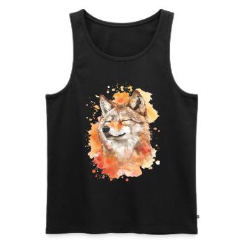 Wolf - Männer Premium Bio Tank Top - Schwarz - Vorne - AI Model Male 178 light (178cm)