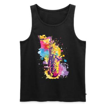 Saxophon - Männer Premium Bio Tank Top - Schwarz - Vorne - AI Model Male 178 light (178cm)