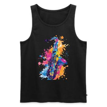 Saxophon - Männer Premium Bio Tank Top - Schwarz - Vorne - AI Model Male 178 light (178cm)