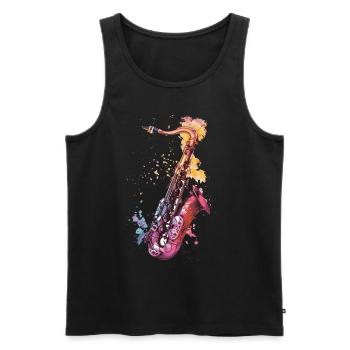 Saxophone - Débardeur bio Premium Homme - noir - Devant - Michal (187cm)