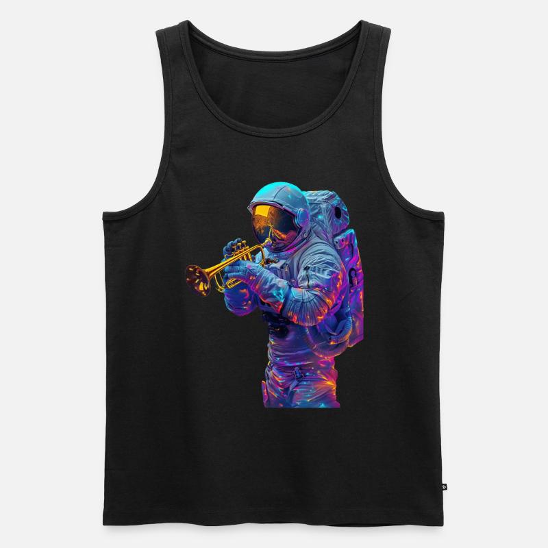 Astronaut Trompete - Männer Premium Bio Tank Top - Schwarz