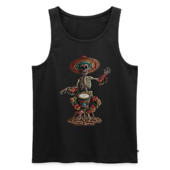 Tambours squelettes mexicains - Débardeur bio Premium Homme - noir - Devant - AI Model Male 178 light (178cm)