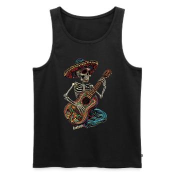 Guitare squelette mexicaine - Débardeur bio Premium Homme - noir - Devant - Michal (187cm)