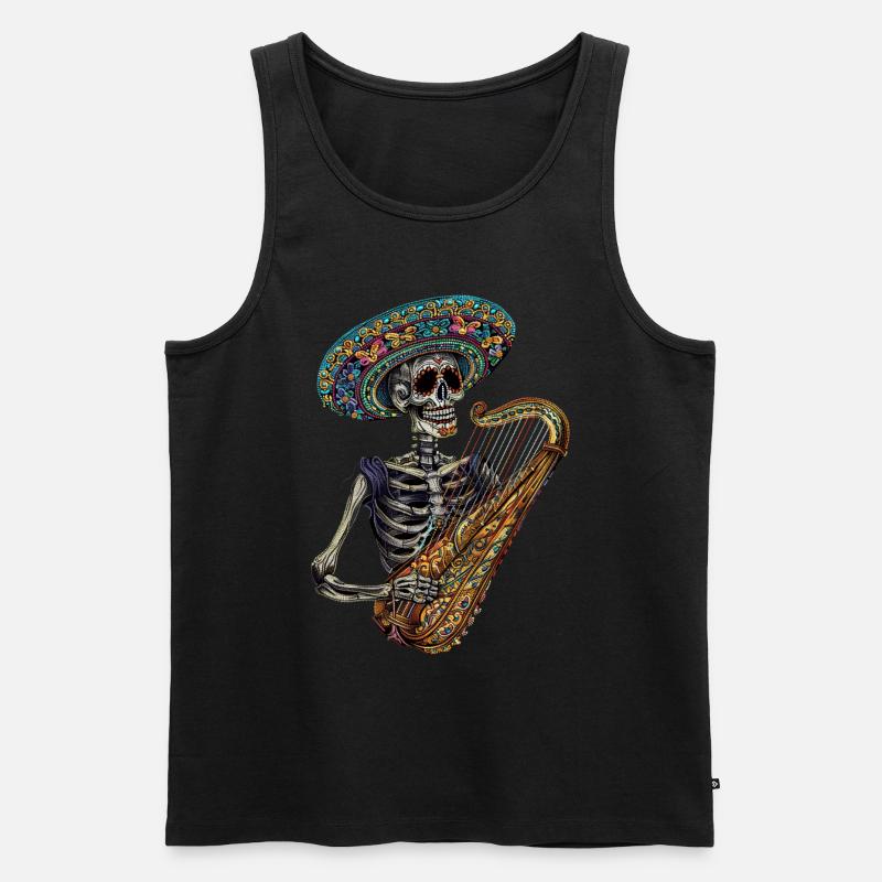 Harfe Mexikanisches Skelett - Männer Premium Bio Tank Top - Schwarz