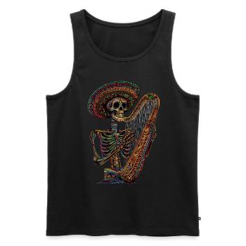 Harpe Squelette Mexicain - Débardeur bio Premium Homme - noir - Devant - Michal (187cm)