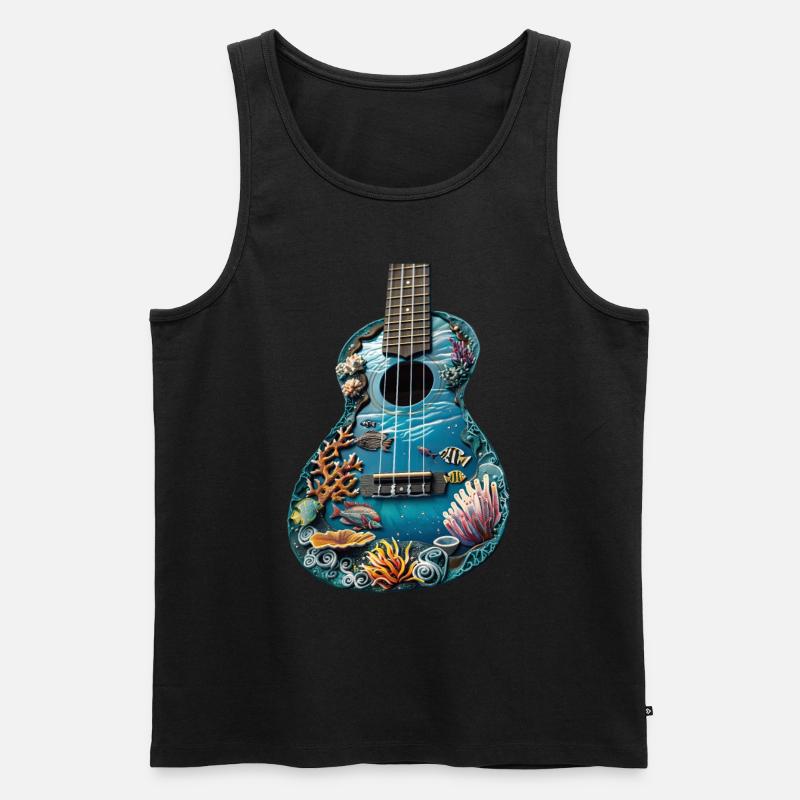 Fisch Ukulele - Männer Premium Bio Tank Top - Schwarz