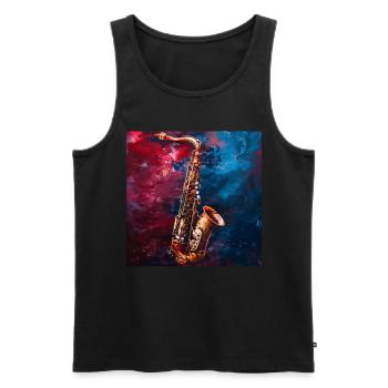 Saxophon - Männer Premium Bio Tank Top - Schwarz - Vorne - Michal (187cm)