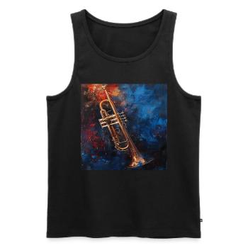 Trompete - Männer Premium Bio Tank Top - Schwarz - Vorne - AI Model Male 178 light (178cm)