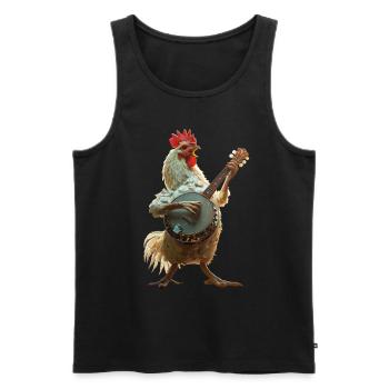 Rooster Banjo - Men's Premium Organic Tank Top - black - Front - Michal (187cm)