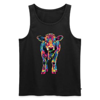 Kuh - Männer Premium Bio Tank Top - Schwarz - Vorne - AI Model Male 178 light (178cm)