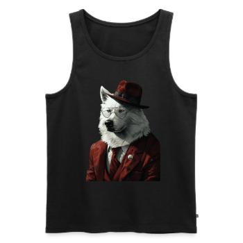 Samojede - Männer Premium Bio Tank Top - Schwarz - Vorne - AI Model Male 178 light (178cm)