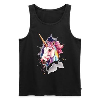 Einhorn - Männer Premium Bio Tank Top - Schwarz - Vorne - Michal (187cm)