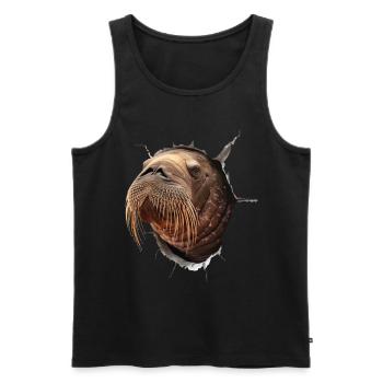 Walross - Männer Premium Bio Tank Top - Schwarz - Vorne - Michal (187cm)