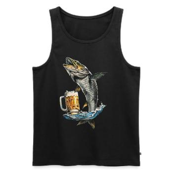 Tarpon Bier - Männer Premium Bio Tank Top - Schwarz - Vorne - Michal (187cm)