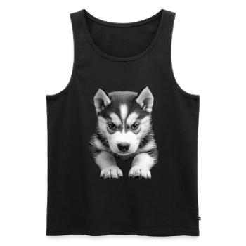 Sibirischer Husky - Männer Premium Bio Tank Top - Schwarz - Vorne - AI Model Male 178 light (178cm)