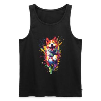 Akita - Männer Premium Bio Tank Top - Schwarz - Vorne - Michal (187cm)