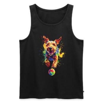 Airedale Terrier - Männer Premium Bio Tank Top - Schwarz - Vorne - AI Model Male 178 light (178cm)