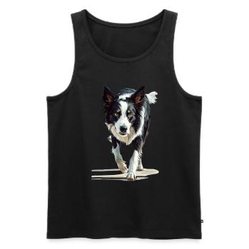 Border Collie - Männer Premium Bio Tank Top - Schwarz - Vorne - Michal (187cm)
