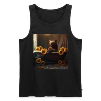 Tragen - Männer Premium Bio Tank Top - Schwarz - Vorne - Michal (187cm)