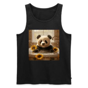 Panda - Männer Premium Bio Tank Top - Schwarz - Vorne - Michal (187cm)