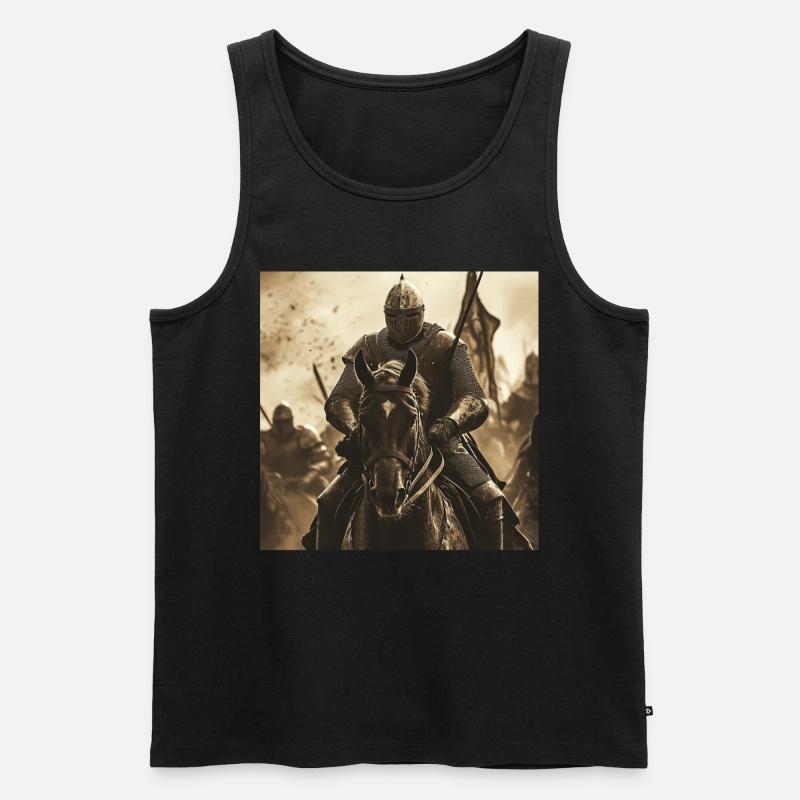 Ritter auf Pferd - Männer Premium Bio Tank Top - Schwarz
