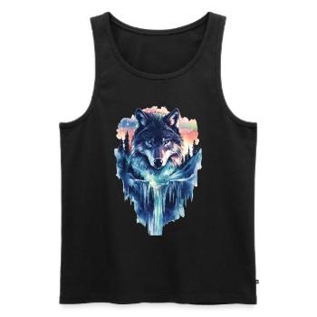 Wolf - Männer Premium Bio Tank Top - Schwarz - Vorne - AI Model Male 178 light (178cm)