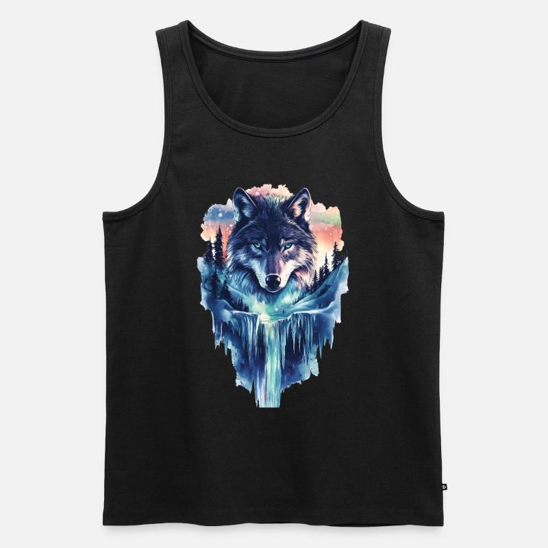 Wolf - Männer Premium Bio Tank Top - Schwarz