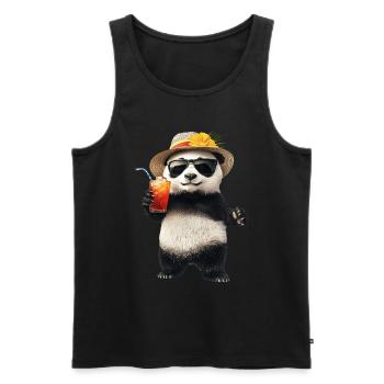 Panda - Männer Premium Bio Tank Top - Schwarz - Vorne - Michal (187cm)