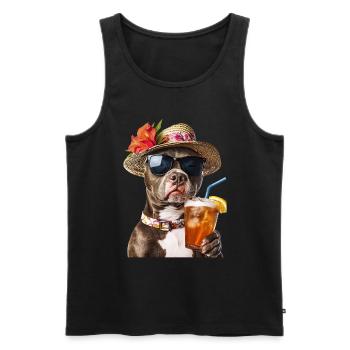 Amerikanischer Pitbull Terrier - Männer Premium Bio Tank Top - Schwarz - Vorne - Michal (187cm)
