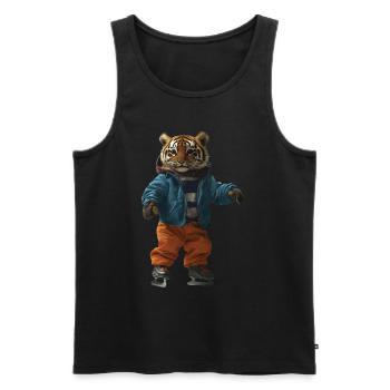 Tiger - Männer Premium Bio Tank Top - Schwarz - Vorne - Michal (187cm)