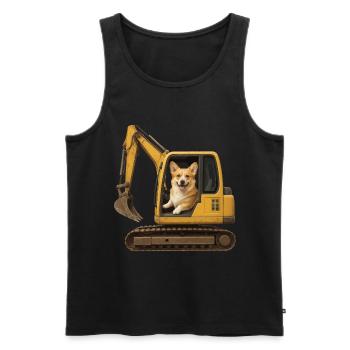 Corgi - Männer Premium Bio Tank Top - Schwarz - Vorne - AI Model Male 178 light (178cm)