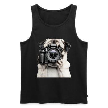 Mops - Männer Premium Bio Tank Top - Schwarz - Vorne - AI Model Male 178 light (178cm)