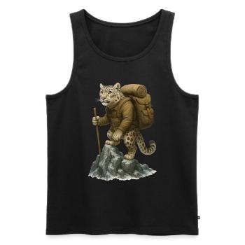 Snow Leopard Hiking - Men's Premium Organic Tank Top - black - Front - AI Model Male 178 light (178cm)