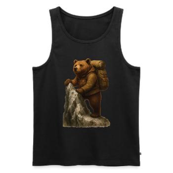 Randonnée avec les grizzlis - Débardeur bio Premium Homme - noir - Devant - AI Model Male 178 light (178cm)