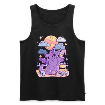 Kawaii Creepy Katze Horror Halloween Pastel Goth - Männer Premium Bio Tank Top - Schwarz - Vorne - Michal (187cm)