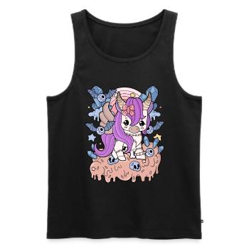 Creepy Kawaii Einhorn Pastel Goth Gruselig Horror - Männer Premium Bio Tank Top - Schwarz - Vorne - Michal (187cm)