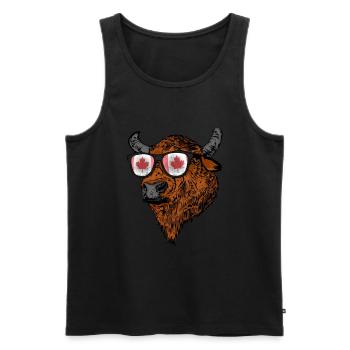 Büffel Geschenk Urlaub Kanada Flagge Kanada - Männer Premium Bio Tank Top - Schwarz - Vorne - Michal (187cm)