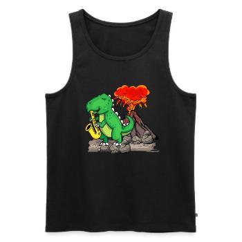 Jazz Musik Orchester Kinder Dinosaurier Saxophon - Männer Premium Bio Tank Top - Schwarz - Vorne - Michal (187cm)