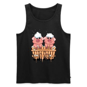 Weihnachten Schweine Geschenk Kind Winter Schwein - Männer Premium Bio Tank Top - Schwarz - Vorne - Michal (187cm)