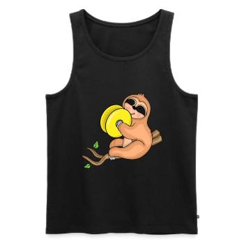 Faultier Musik Becken Instrument Orchester Kinder - Männer Premium Bio Tank Top - Schwarz - Vorne - AI Model Male 178 light (178cm)