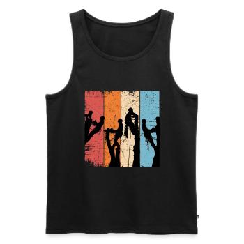 Retro Arborist Gift Father Chainsaw - Men's Premium Organic Tank Top - black - Front - Michal (187cm)