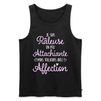 Madame Attachiante Humour Femme Raleuse - Débardeur bio Premium Homme - noir - Devant - AI Model Male 178 light (178cm)