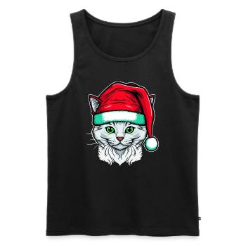 Belle œuvre d’art numérique de chaton d’hiver pour tous - Débardeur bio Premium Homme - noir - Devant - AI Model Male 178 light (178cm)