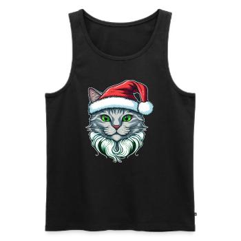 Gorgeous kitten wearing Santa hat - Men's Premium Organic Tank Top - black - Front - Michal (187cm)